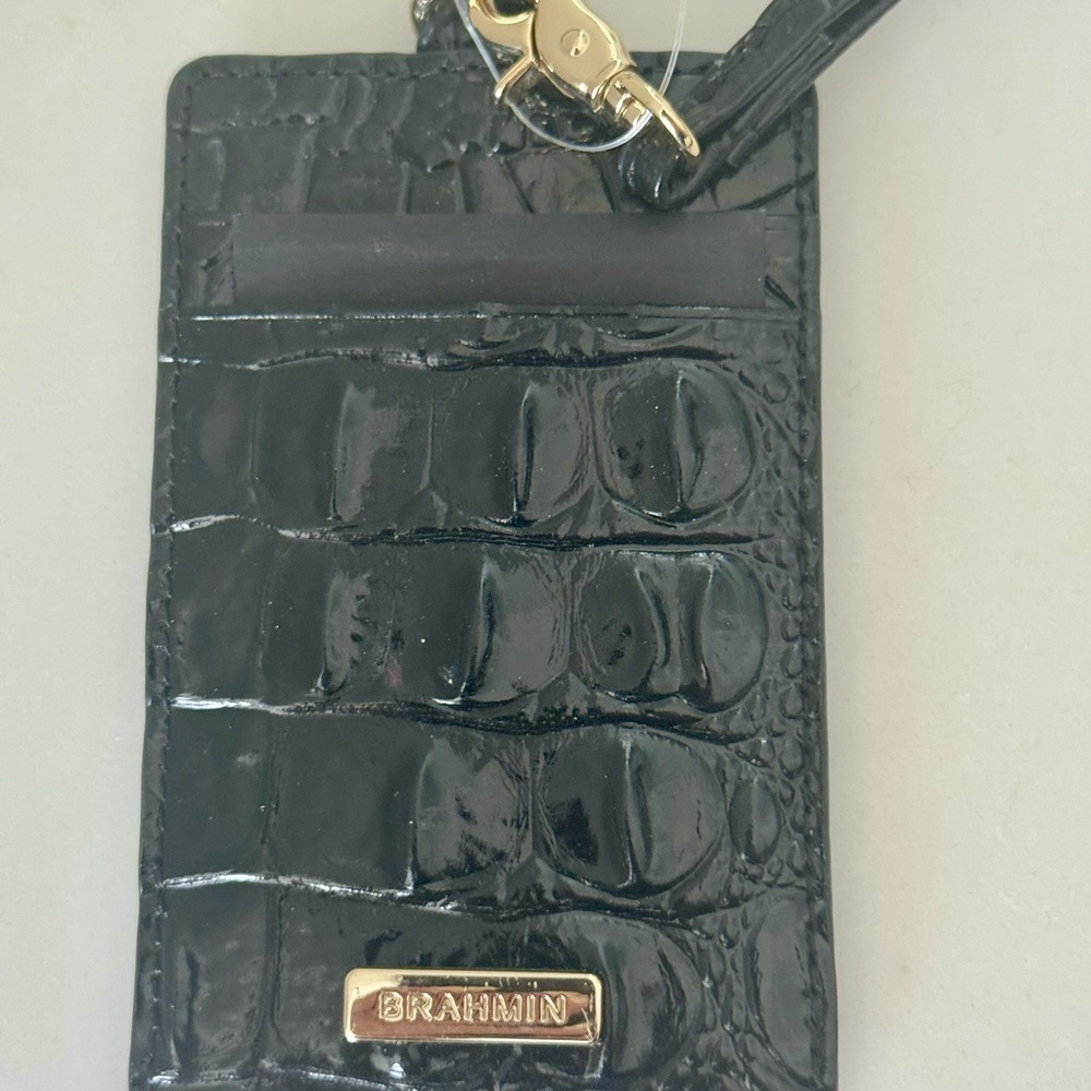 Brahmin Black Croc-Embossed Card/ ID holder